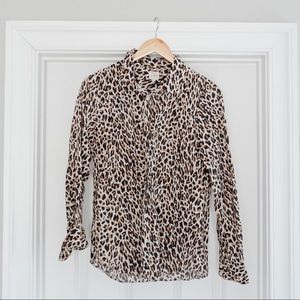 Leopard Print J.Crew Perfect Button Down Shirt